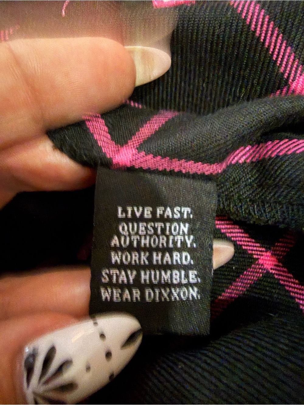 DIXXON Hope Breast Cancer Awareness Black with Pink Plaid Accents Flannel - S - Picture 3 of 7